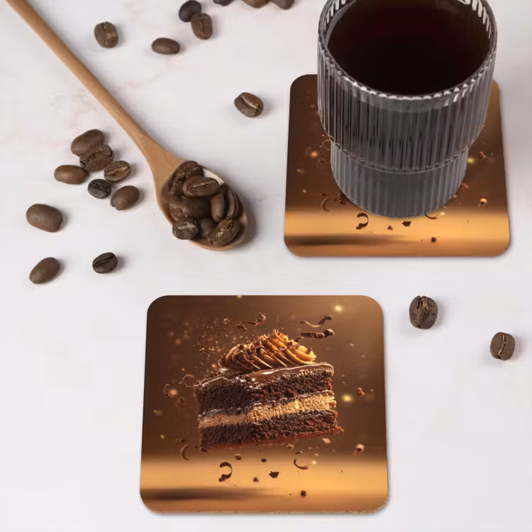 Taart - Chocolade - Eten - Brownie onderzetter kurk middel -sfeer2