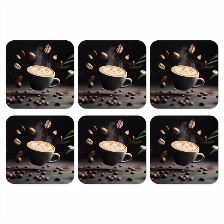 Cappuccino - Kop - Bonen - Bruin onderzetter kurk middel -3d