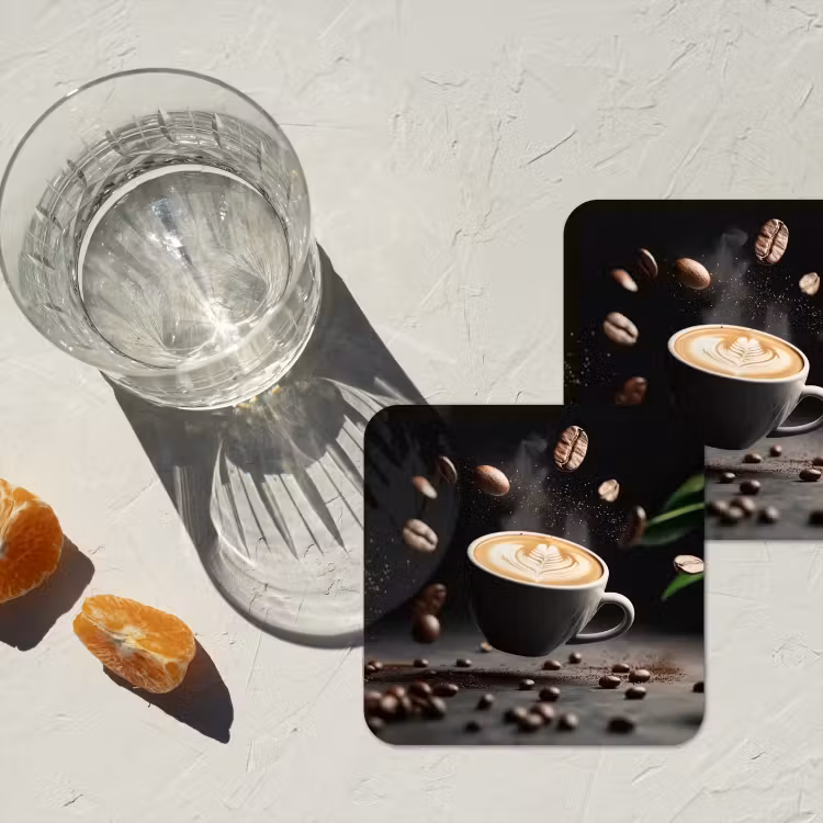 Cappuccino - Kop - Bonen - Bruin onderzetter kurk middel -sfeer4