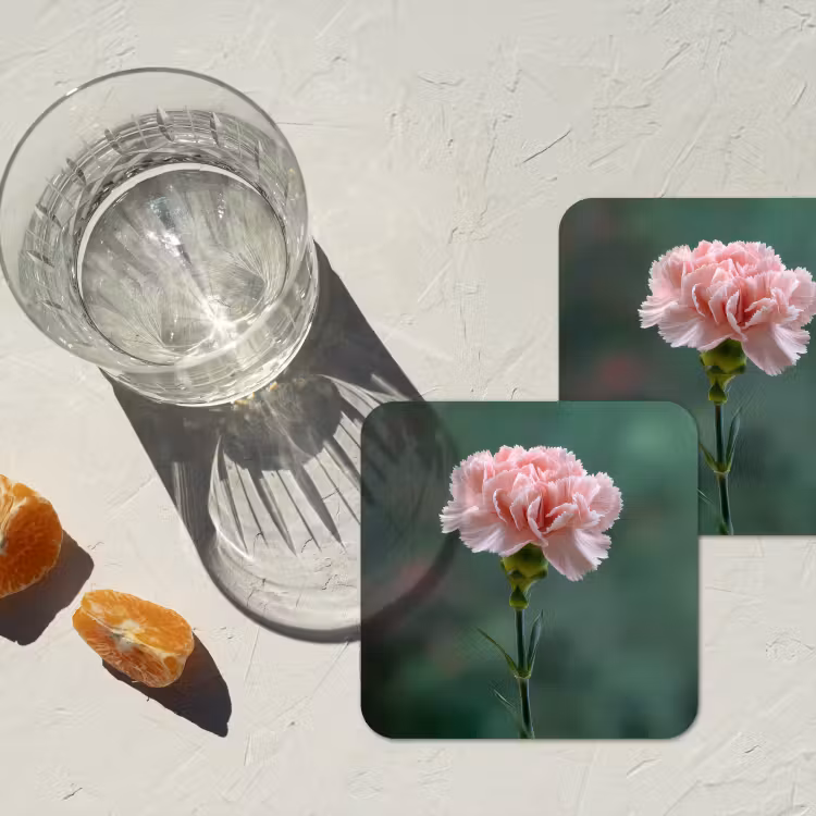 Anjer - Roze - Bloemblaadjes onderzetter kurk middel -sfeer4