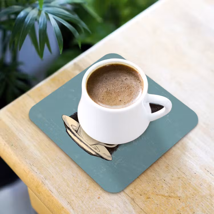 Kat - Zwart - Koffie - Minimalistisch onderzetter kurk middel -sfeer5