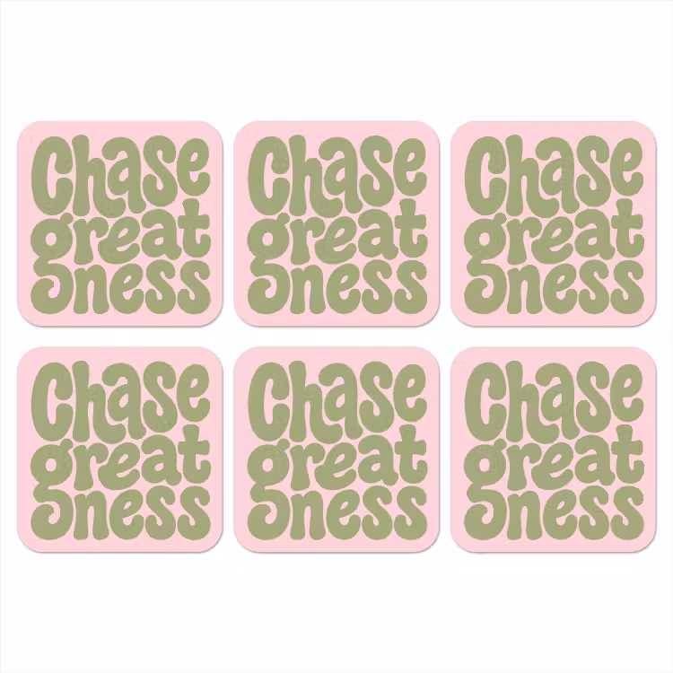 Chase greatness - Groen - Roze - Retro onderzetter kurk middel -3d