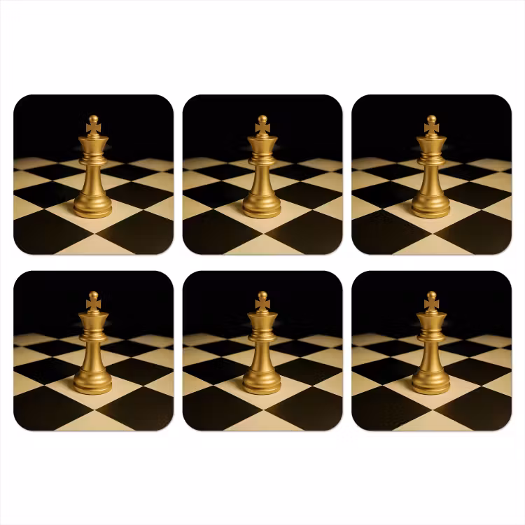 Schaakstuk - Koning - Schaakbord - Geblokt onderzetter kurk middel -3d