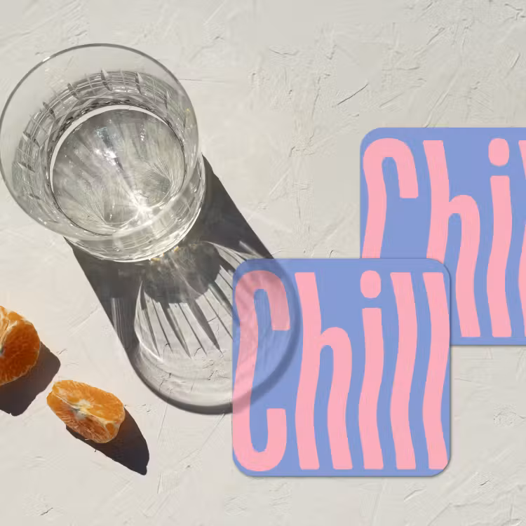 Chill - Roze - Blauw - Golvend onderzetter kurk middel -sfeer4