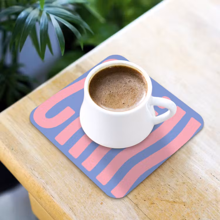 Chill - Roze - Blauw - Golvend onderzetter kurk middel -sfeer5