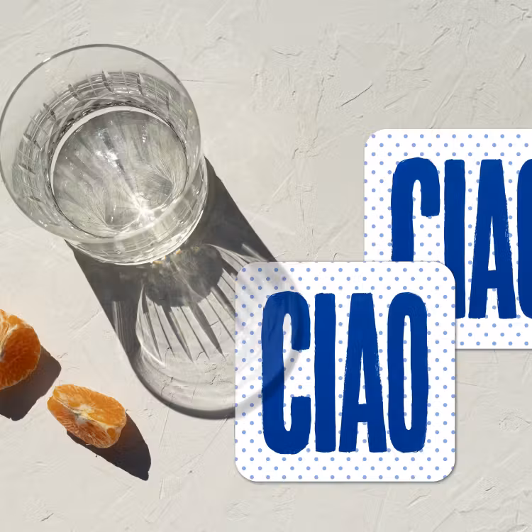 Ciao - Blauw - Stippen onderzetter kurk middel -sfeer4