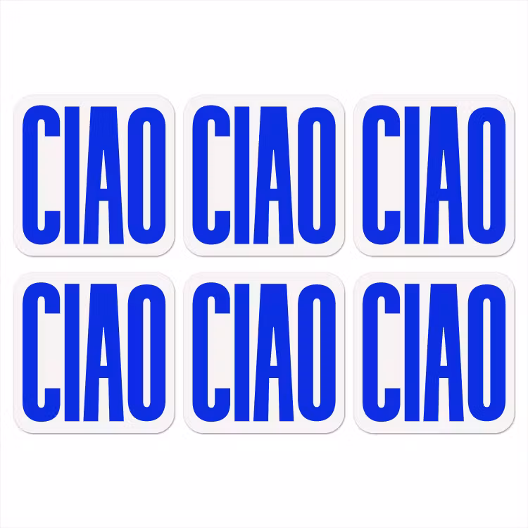 Ciao - Hoofdletters - Blauw - Minimalistisch onderzetter kurk middel -3d