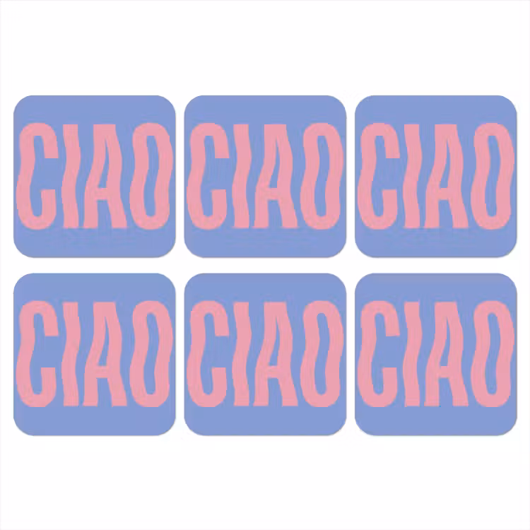 Ciao - Roze - Blauw - Golvend onderzetter kurk middel -3d