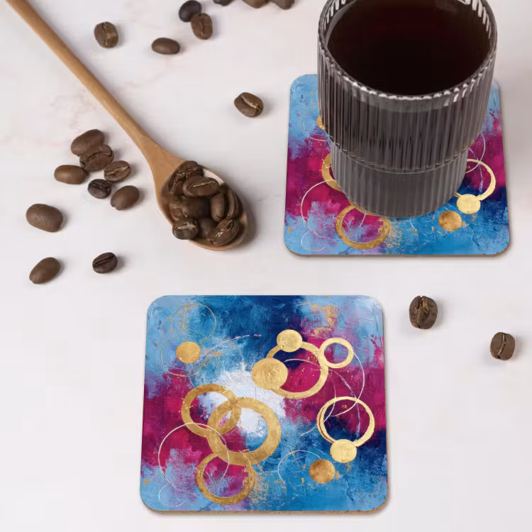 Cirkels - Goud - Abstract onderzetter kurk middel -sfeer2