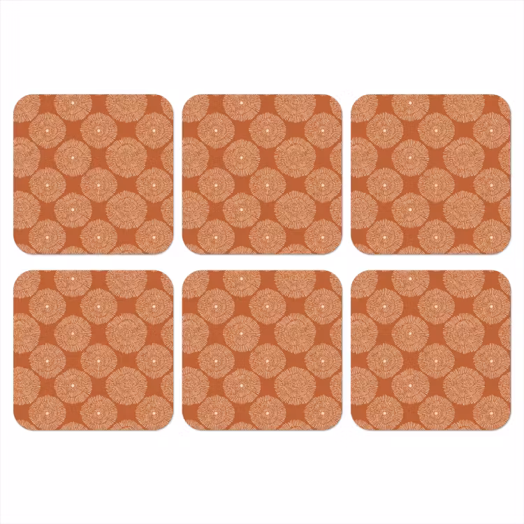 Cirkels - Grafisch - Patroon - Terracotta onderzetter kurk middel 366 -3d