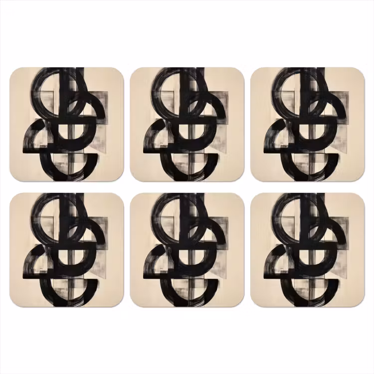 Cirkels - Lijnen - Vormen - Zwart onderzetter kurk middel -3d