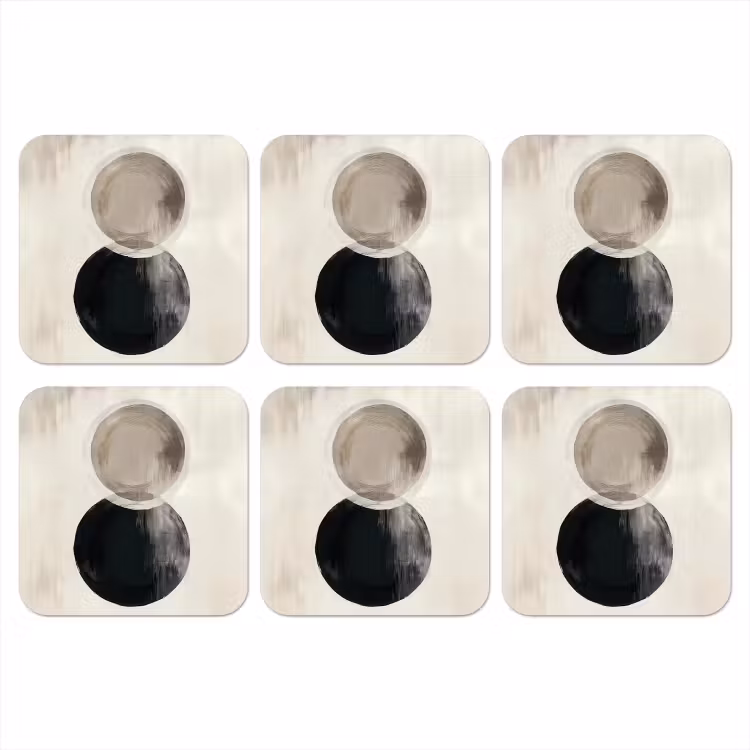 Cirkels - Vorm - Beige - Abstract onderzetter kurk middel -3d