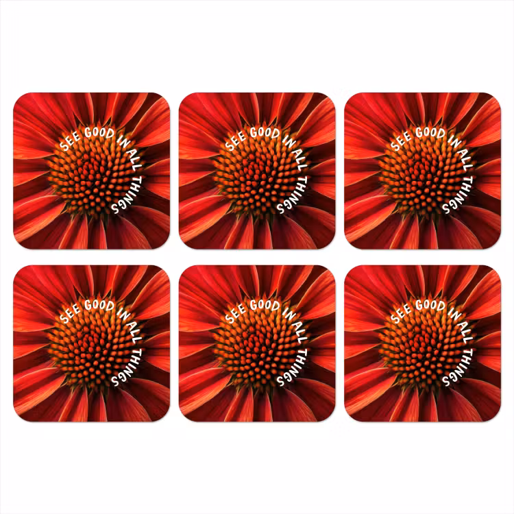 Close up - Bloem - Quote - Rood onderzetter kurk middel -3d