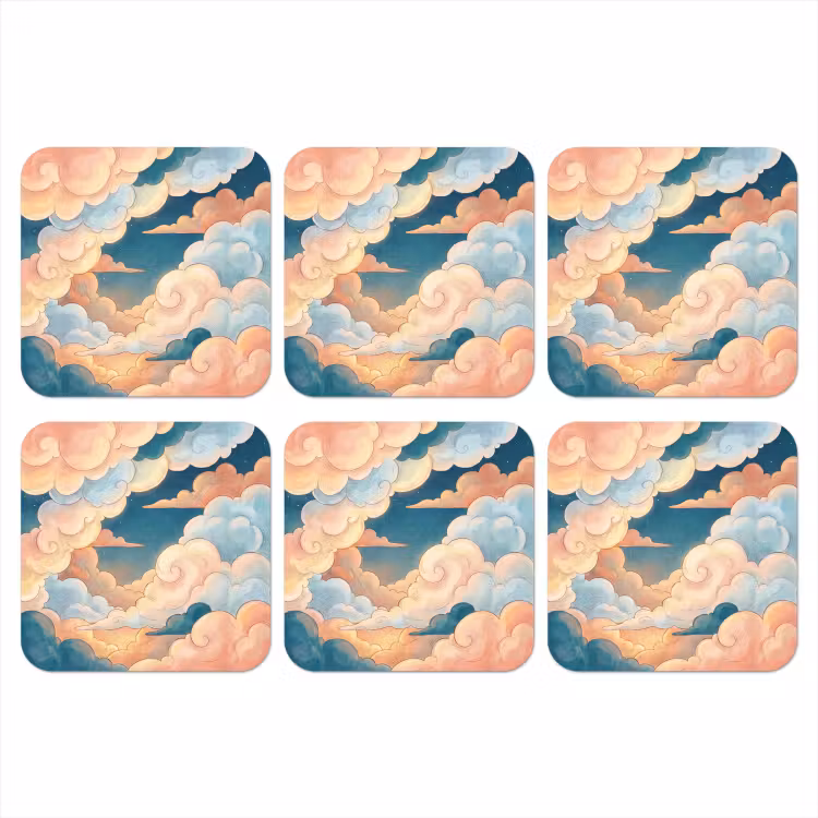 Wolk - Lucht - Natuur - Illustratief - Oranje onderzetter kurk middel -3d