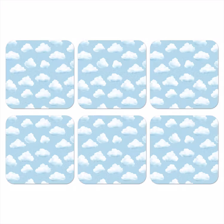 Wolken - Illustratie - Blauw onderzetter kurk middel 366 -3d