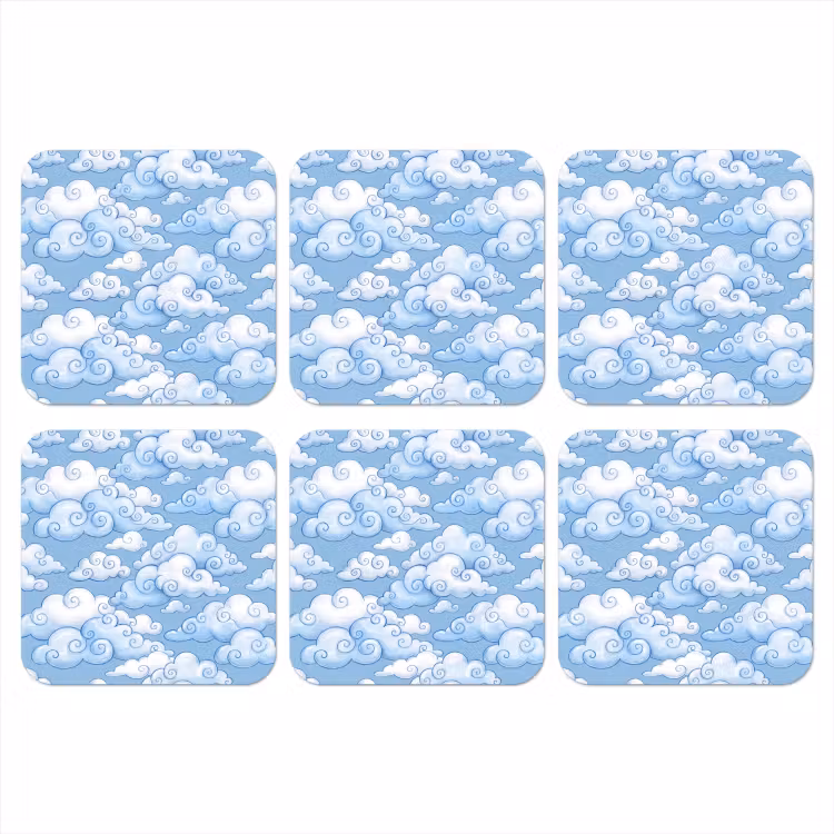 Wolken - Patroon - Hemel - Illustratie - Wit onderzetter kurk middel -3d