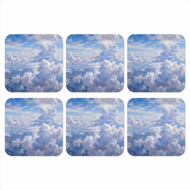 Wolken - Lucht - Natuur - Abstract - Blauw onderzetter kurk middel -3d