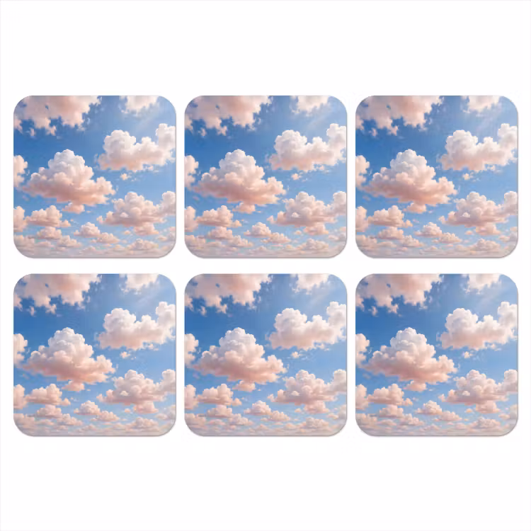 Wolken - Hemel - Natuur - Licht - Blauw onderzetter kurk middel -3d