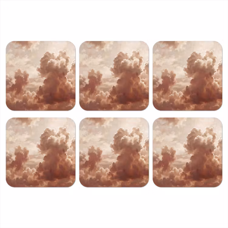 Wolken - Lucht - Natuur - Modern - Bruin onderzetter kurk middel -3d