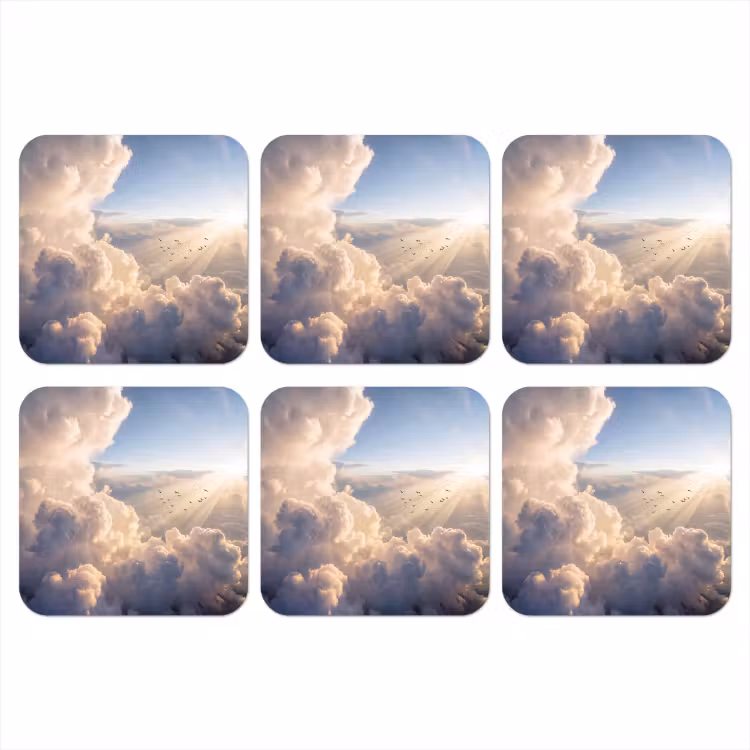 Wolken - Zonnestralen - Natuur - Wit onderzetter kurk middel -3d