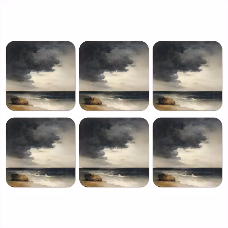 Kust - Golven - Rots - Storm onderzetter kurk middel -3d
