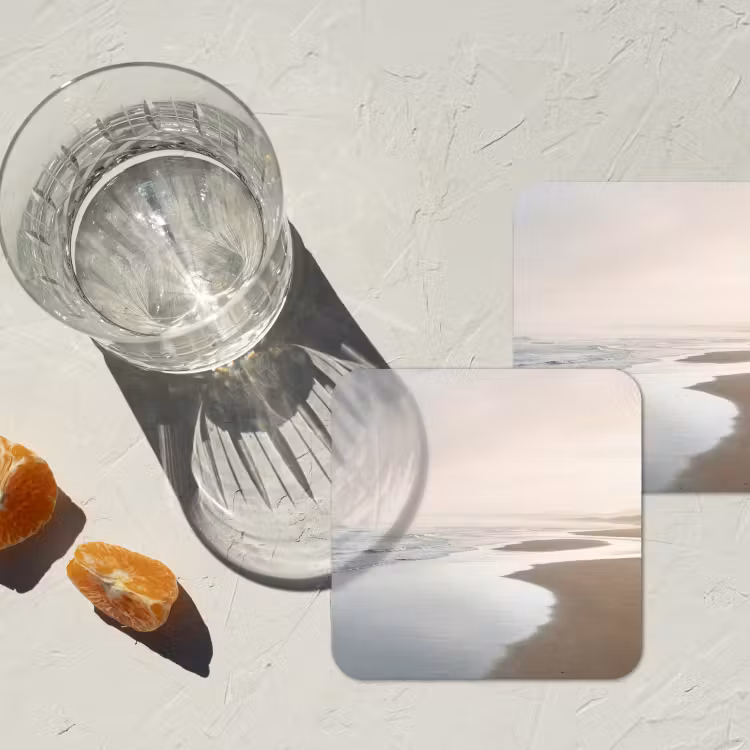 Kustlijn - Strand - Oceaan onderzetter kurk middel -sfeer4