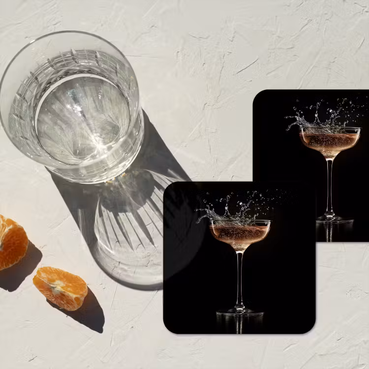 Cocktail - Zwart - Spetters - Glas onderzetter kurk middel -sfeer4