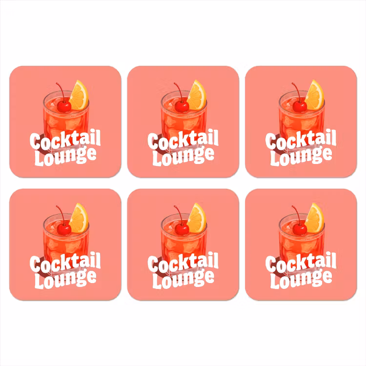 Cocktail Lounge - Glas - Koraal onderzetter kurk middel -3d