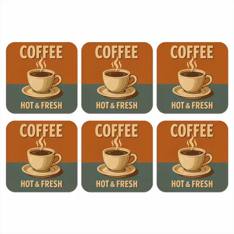 Koffie - Kop - Vintage - Quote onderzetter kurk middel -3d