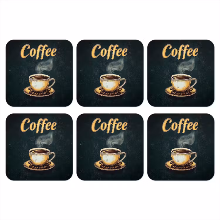 Koffie - Schotel - Koffiebonen - Retro onderzetter kurk middel -3d