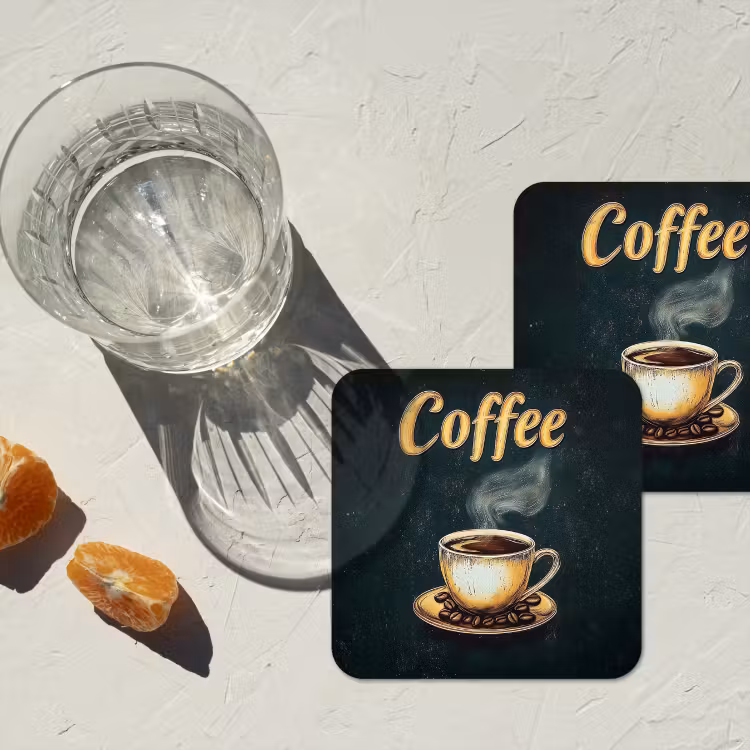 Koffie - Schotel - Koffiebonen - Retro onderzetter kurk middel -sfeer4