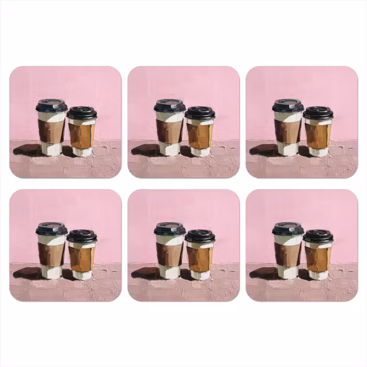 Koffiebekers - Deksel - Verf - Textuur onderzetter kurk middel -3d