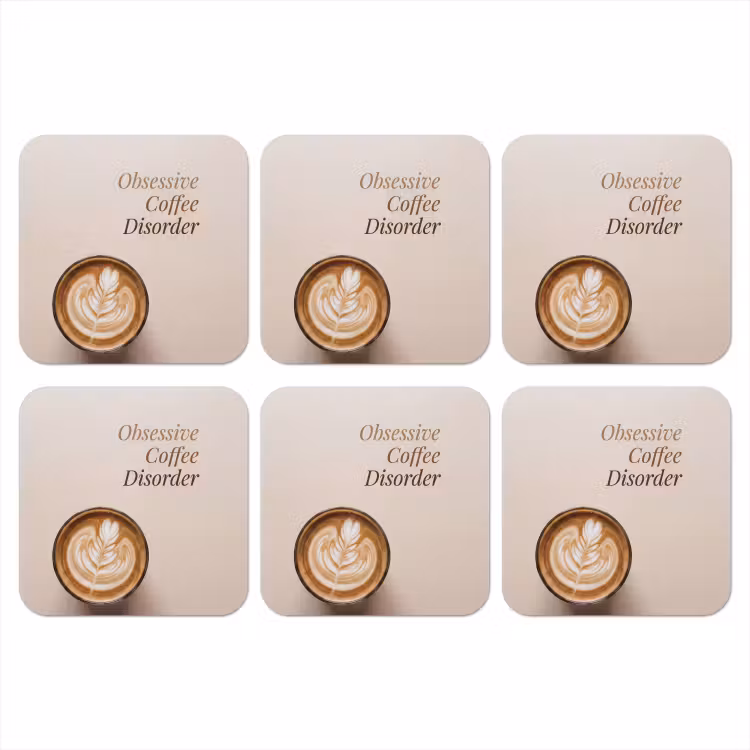 Koffie - Obessive Coffee Disorder - Beige onderzetter kurk middel -3d