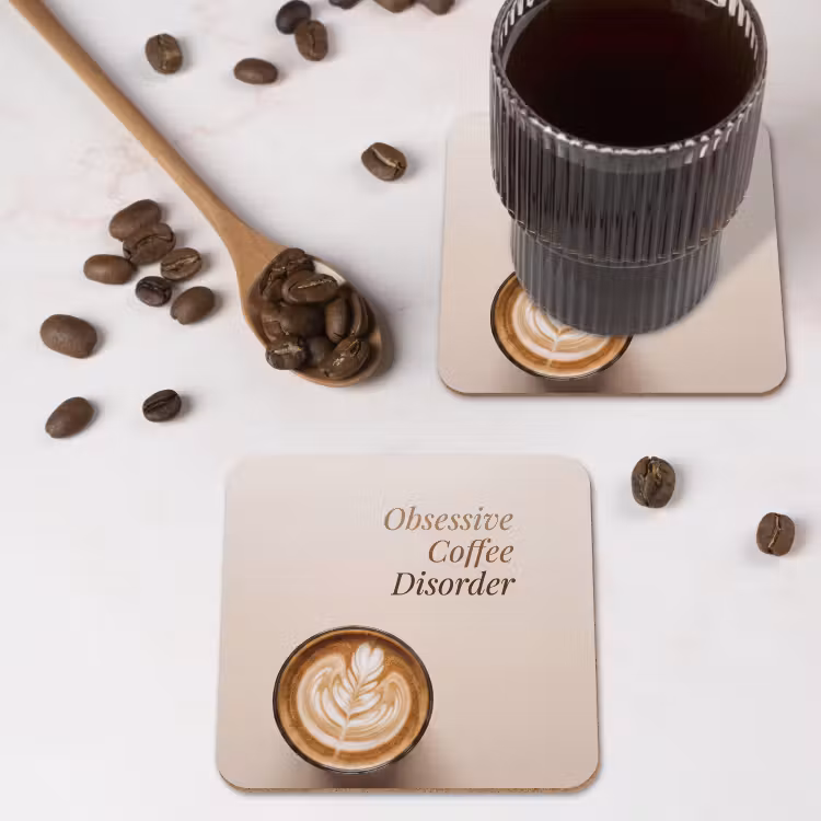 Koffie - Obessive Coffee Disorder - Beige onderzetter kurk middel -sfeer2