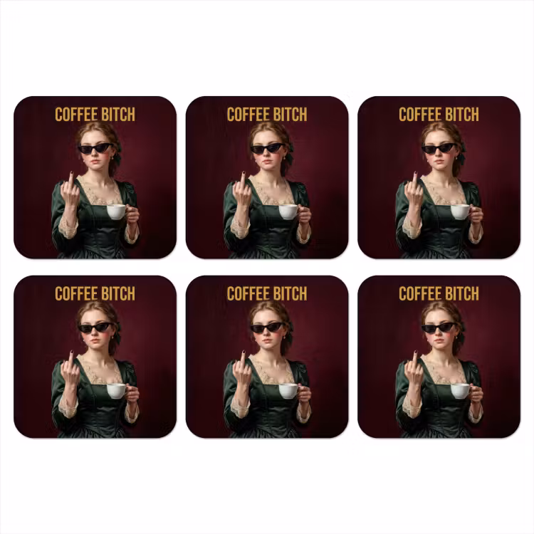 Koffie - Vrouw - Middelvinger onderzetter kurk middel -3d