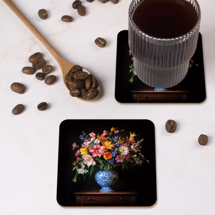 Kleur - Vaas - Bloemen - Boeket onderzetter kurk middel -sfeer2