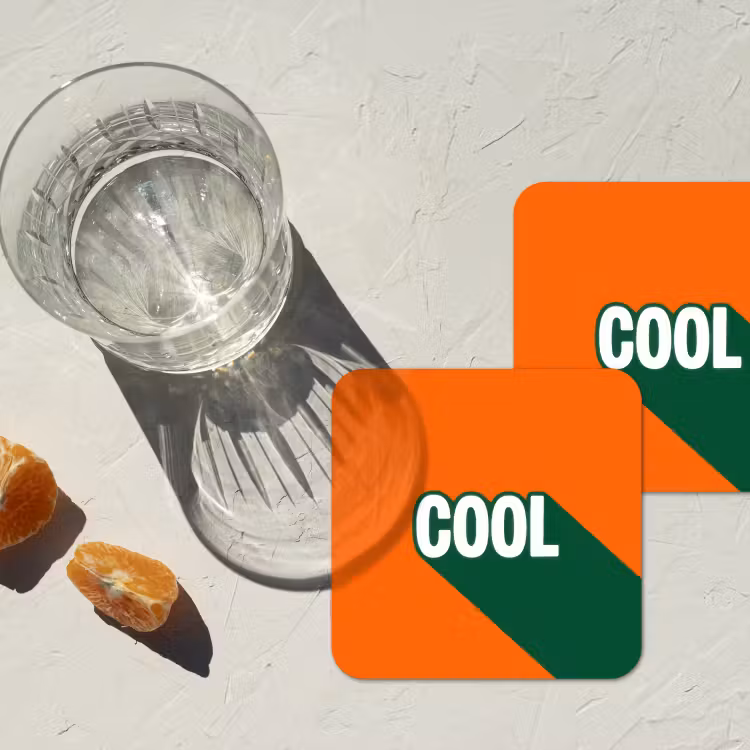 Cool - Oranje - Groen onderzetter kurk middel -sfeer4