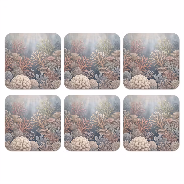 Koraal - Zeeleven - Onderwater - Illustratie - Natuur onderzetter kurk middel -3d