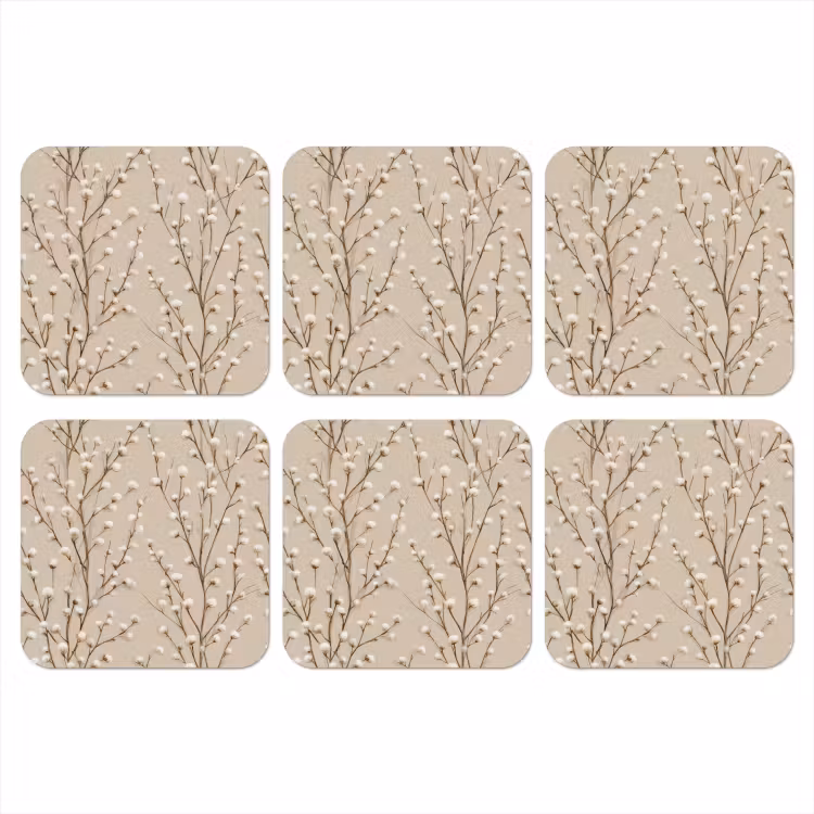 Katoen - Natuur - Taupe onderzetter kurk middel 366 -3d