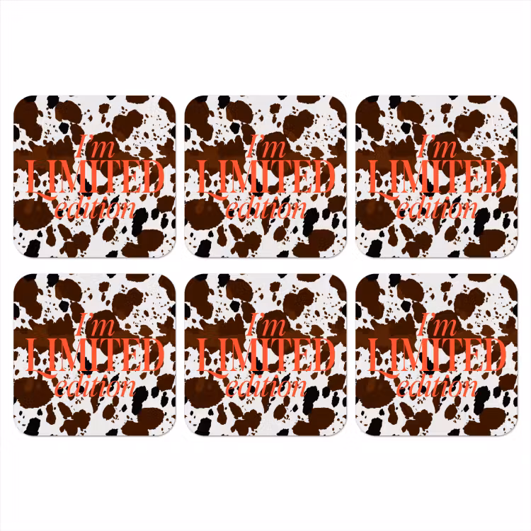 Koeienprint - Limited edition - Rood onderzetter kurk middel -3d