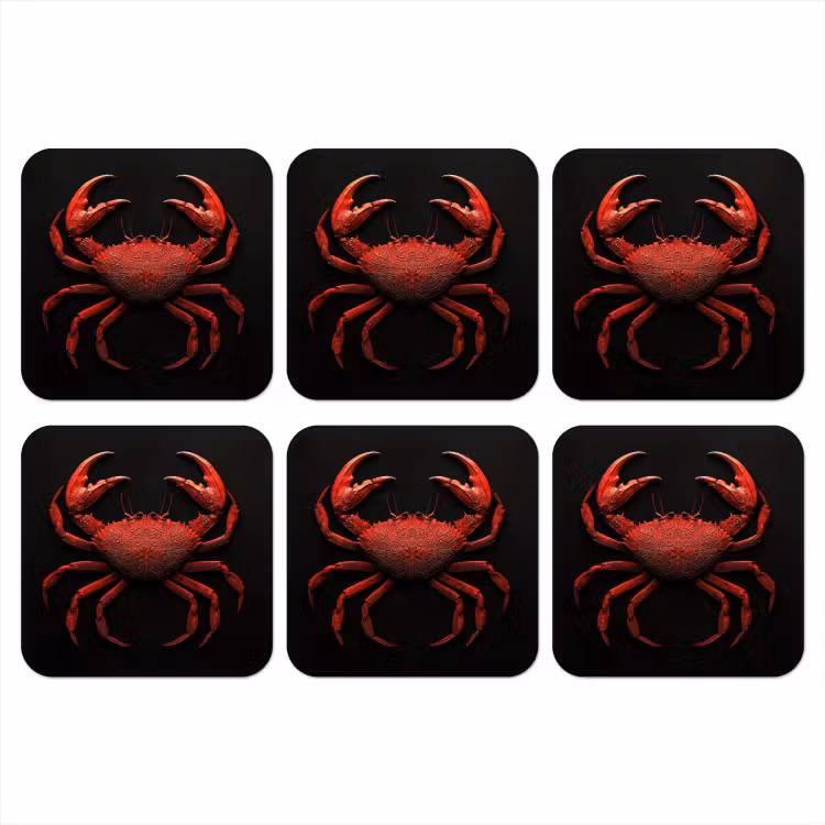 Krab - Rood - Vissen - Schaaldieren onderzetter kurk middel -3d