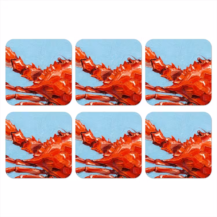 Krab - Zee - Dieren - Abstract - Rood onderzetter kurk middel -3d