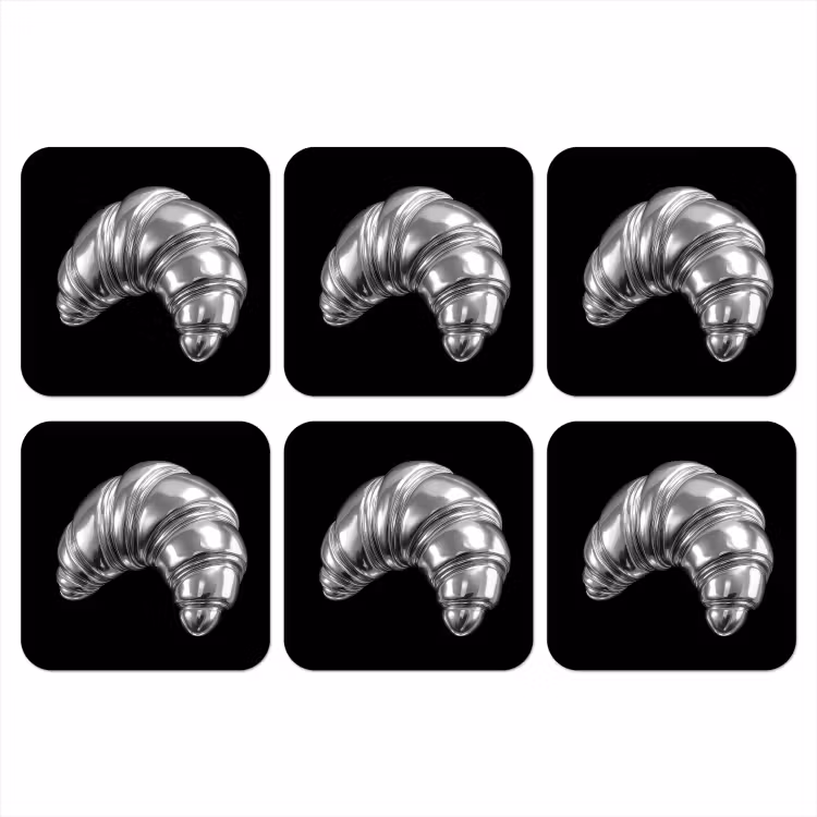 Croissant - Metaal - Zilver onderzetter kurk middel -3d