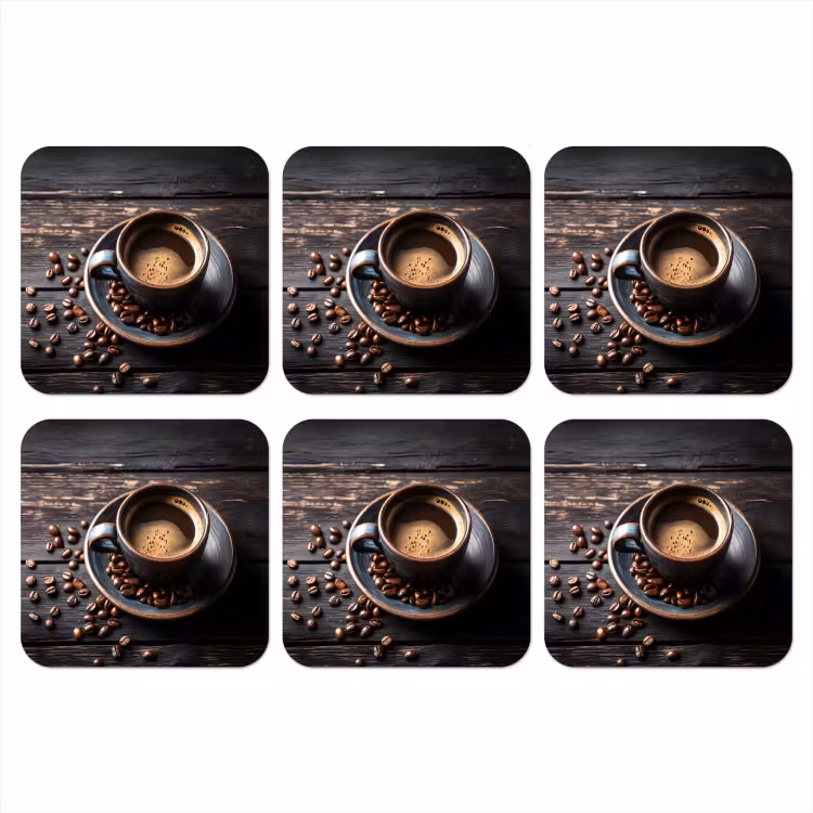 Kop - Koffie - Hout - Bonen onderzetter kurk middel -3d