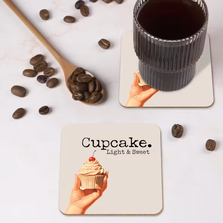 Cupcake - Zoet - Kers onderzetter kurk middel -sfeer2
