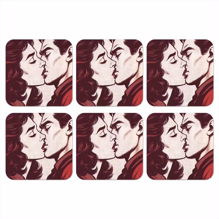 Kussen - Personen - Retro - Bordeaux onderzetter kurk middel -3d