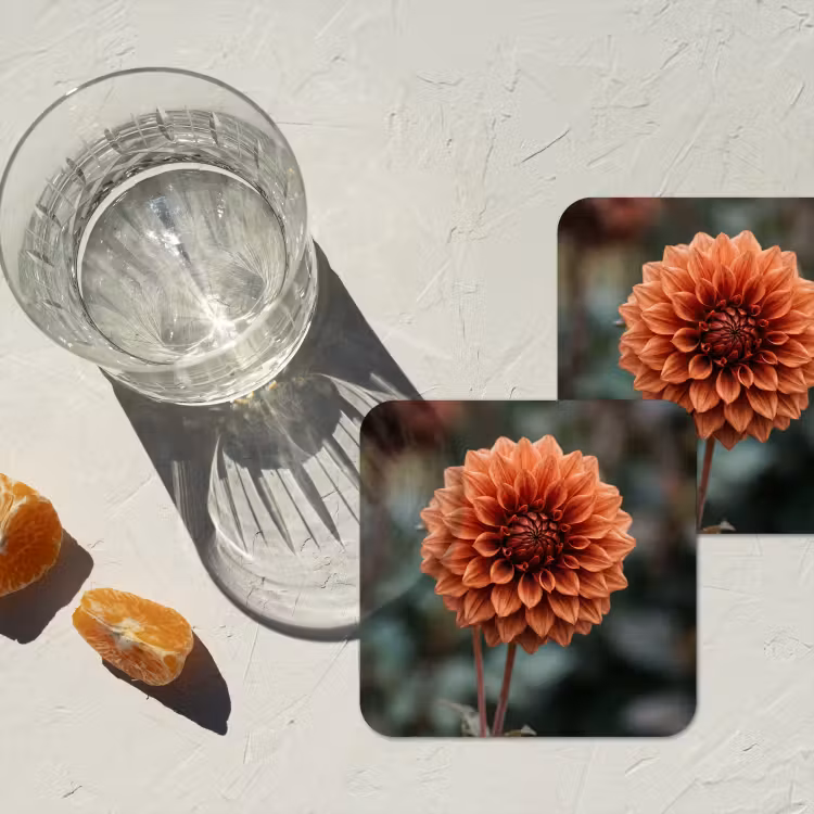 Dahlia - Bloem - Natuur - Sfeervol onderzetter kurk middel -sfeer4
