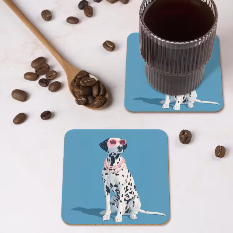 Dalmatiër - Zonnebril - Blauw onderzetter kurk middel -sfeer2
