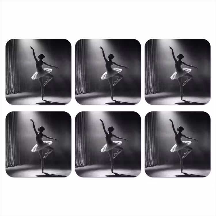 Danser - Podium - Zwart-wit - Kunst - Klassiek onderzetter kurk middel -3d