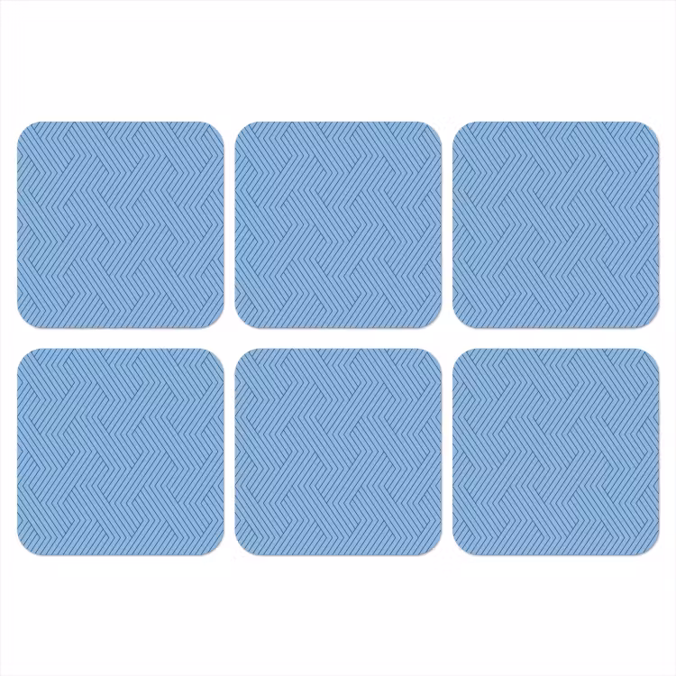 Donkerblauw - Patroon - Lijnen onderzetter kurk middel 366 -3d